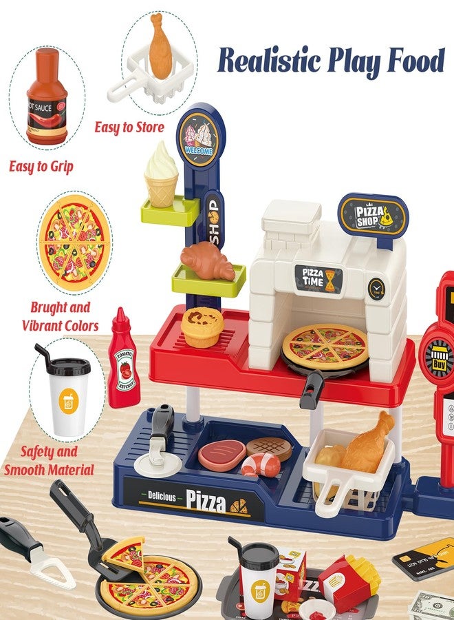 Lonfypeng Kids Pizza Oven Play Set: Ice Cream Maker, Card Reader, Cash Register, Play Food (Pizza, Chicken Nuggets, Fries) Play Money - Educational Toy Kitchen Ages 3+ - Image 3